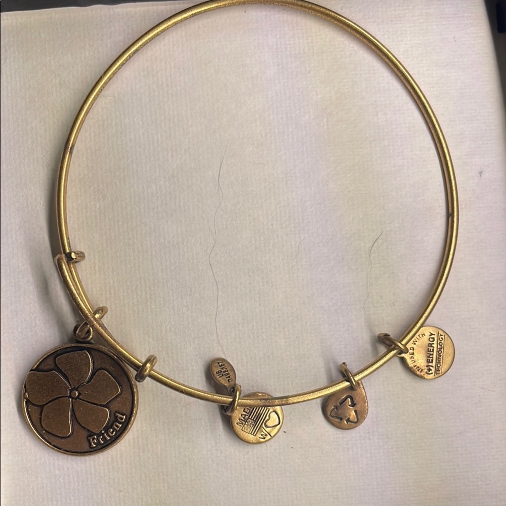 Gold Charm Bangle Bracelet Alex and Ani +Energy RETIRED